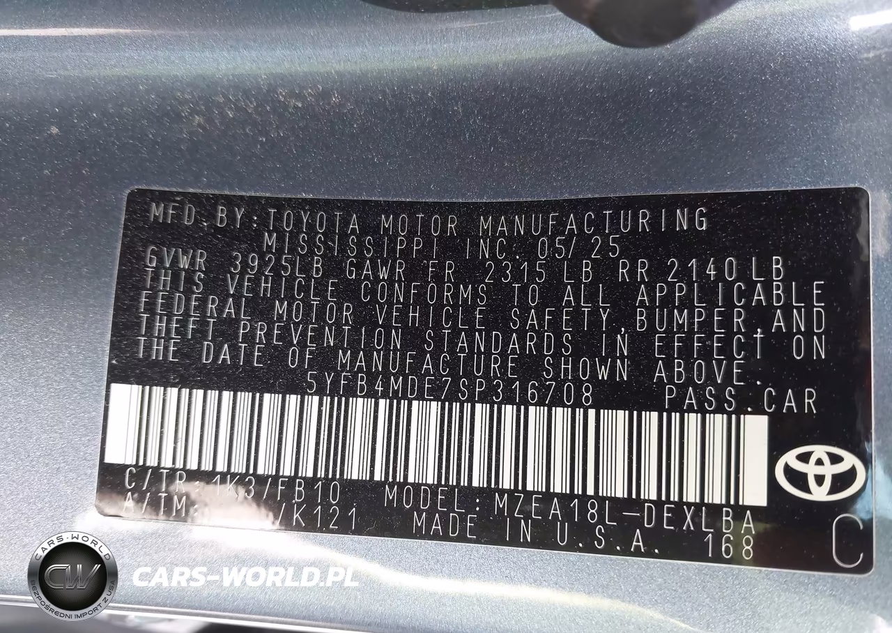 2025 Toyota Corolla Le VIN:5YFB4MDE7SP316708 - 9