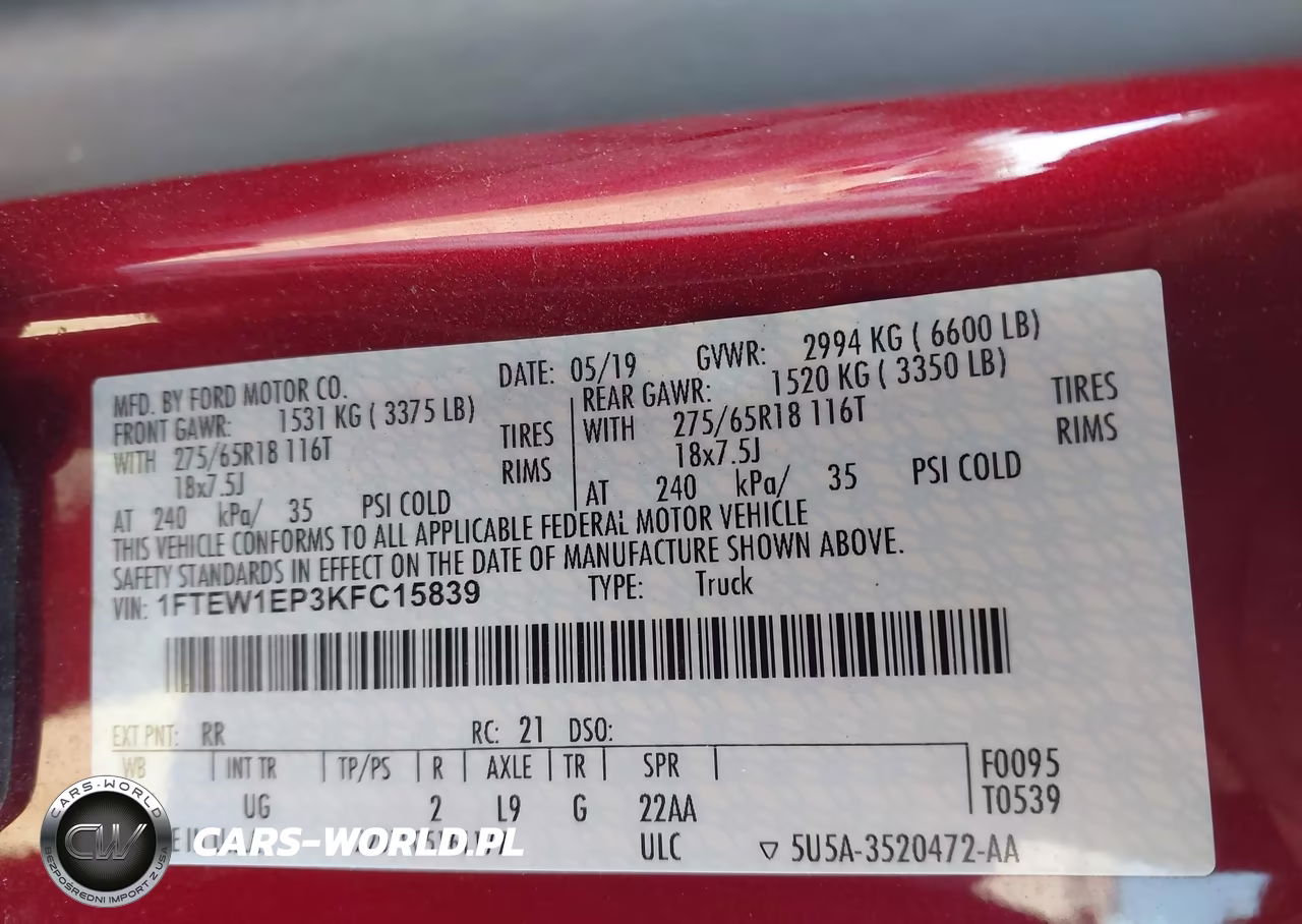 2019 Ford F-150 Xlt VIN:1FTEW1EP3KFC15839 - 9