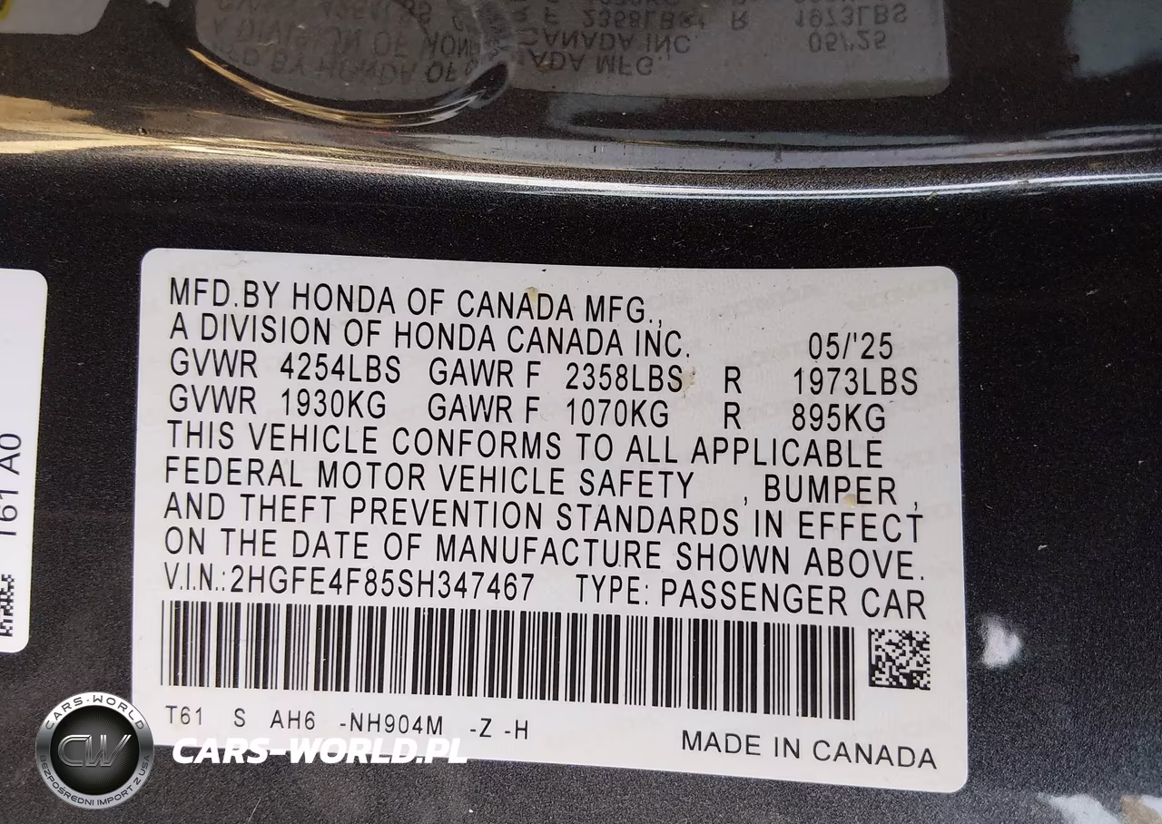 2025 Honda Civic Hybrid Sport-Sport Touring VIN:2HGFE4F85SH347467 - 9