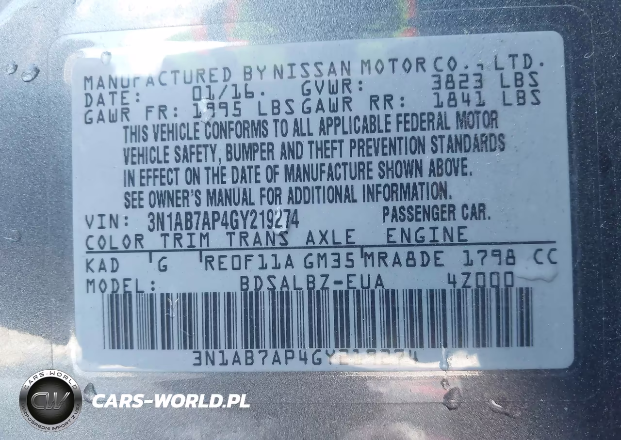 2016 Nissan Sentra Fe+ S-S-Sl-Sr-Sv VIN:3N1AB7AP4GY219274 - 9