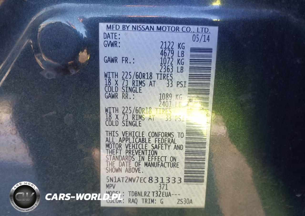 2014 Nissan Rogue Sl VIN:5N1AT2MV7EC831333 - 9