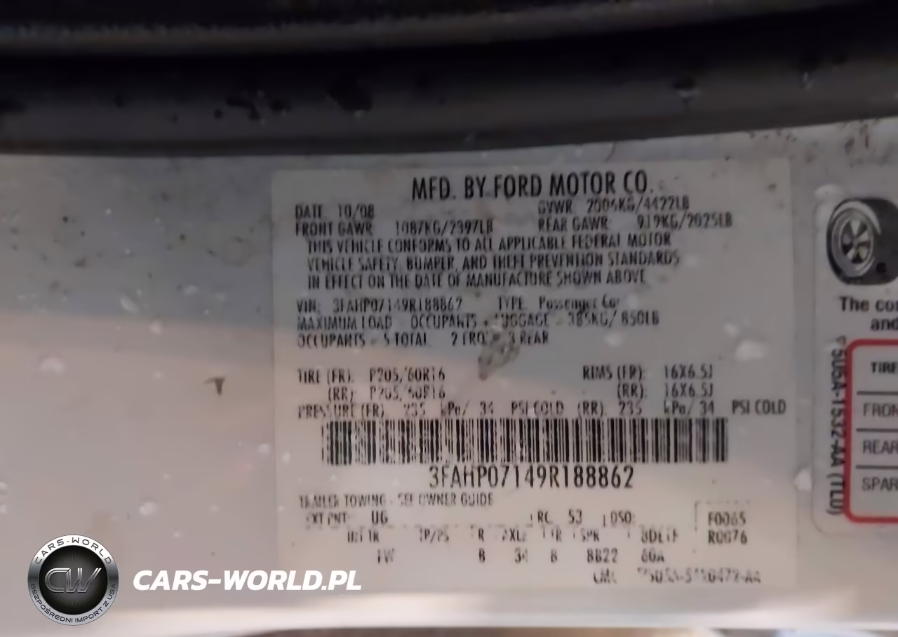 2009 Ford Fusion Se VIN:3FAHP07149R188862 - 9
