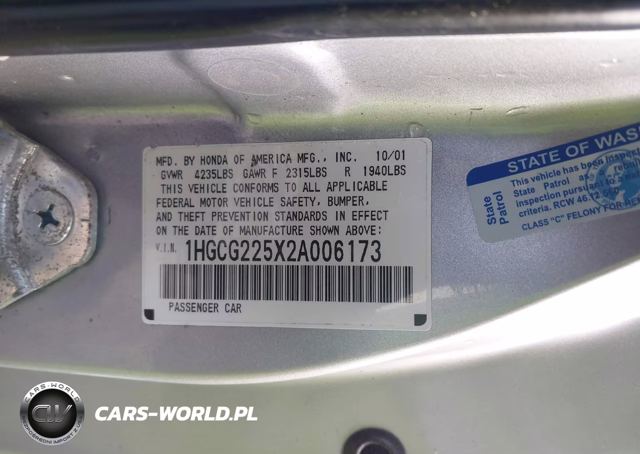 2002 Honda Accord 3.0 Ex VIN:1HGCG225X2A006173 - 9