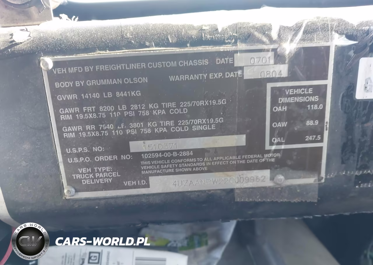 2002 Freightliner Chassis M Line Walk-In Van VIN:4UZAANBW22CJ09962 - 8