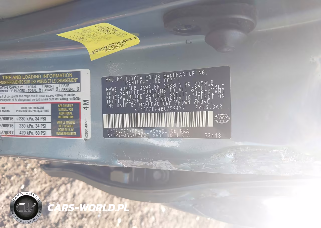 2011 Toyota Camry Le VIN:4T1BF3EK4BU752472 - 9