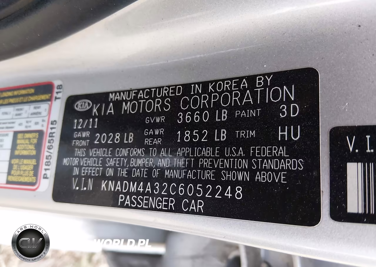 KIA RIO LX VIN:KNADM4A32C6052248 - 9