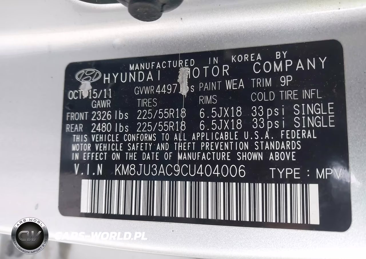 2012 Hyundai Tucson Limited VIN:KM8JU3AC9CU404006 - 9