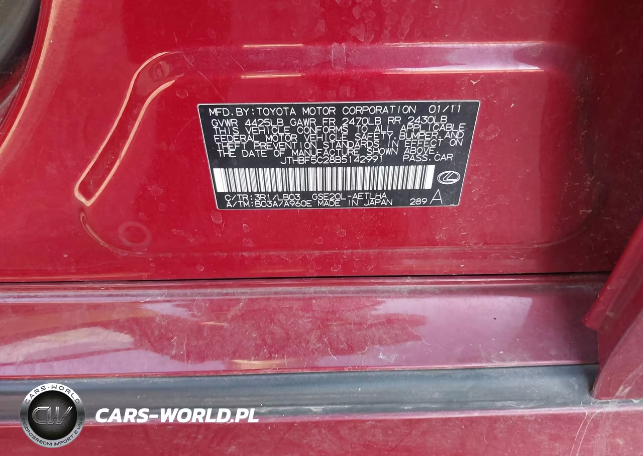 2011 Lexus Is 250 VIN:JTHBF5C28B5142991 - 9