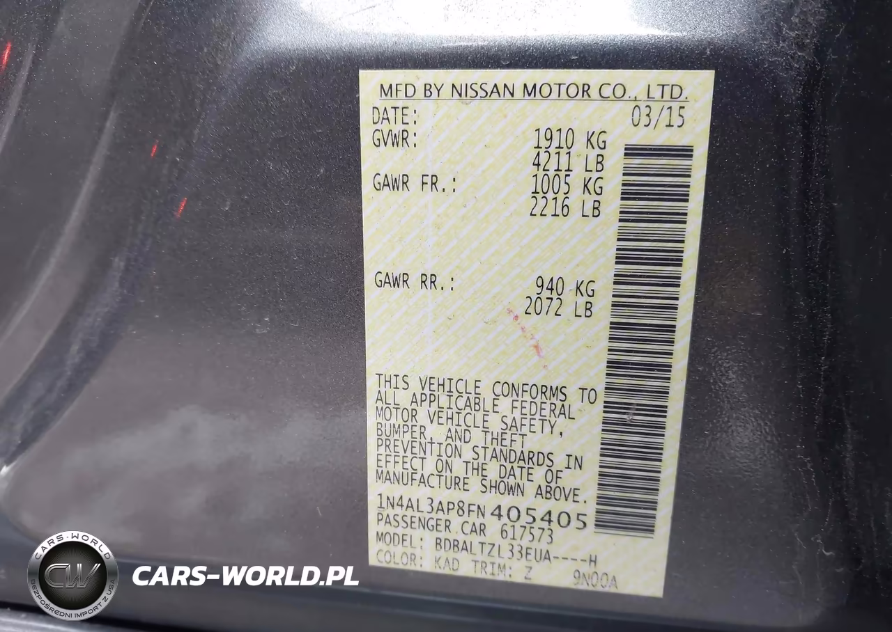 2015 Nissan Altima 2.5 Sl VIN:1N4AL3AP8FN405405 - 9