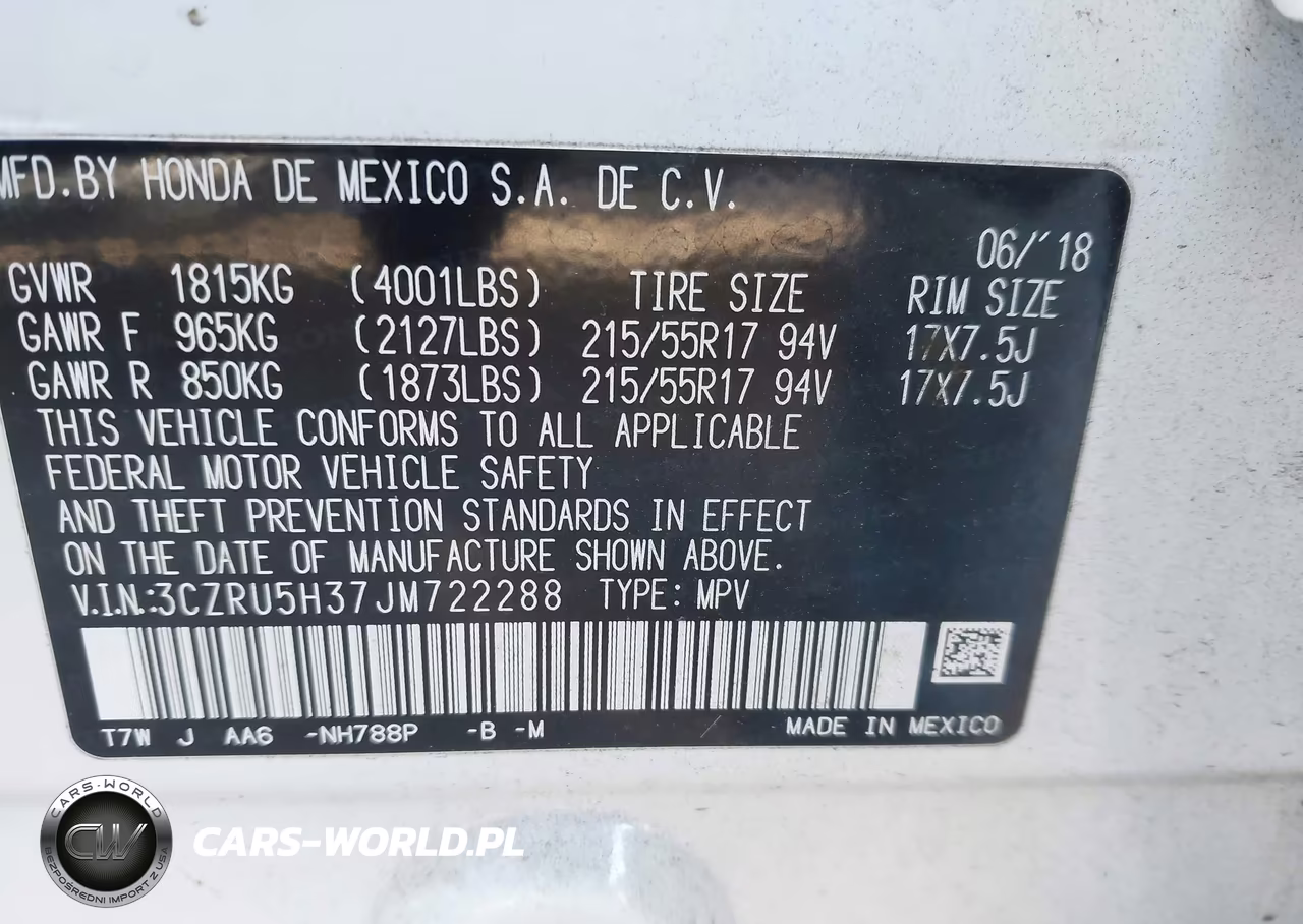 2018 Honda Hr-V Lx VIN:3CZRU5H37JM722288 - 9