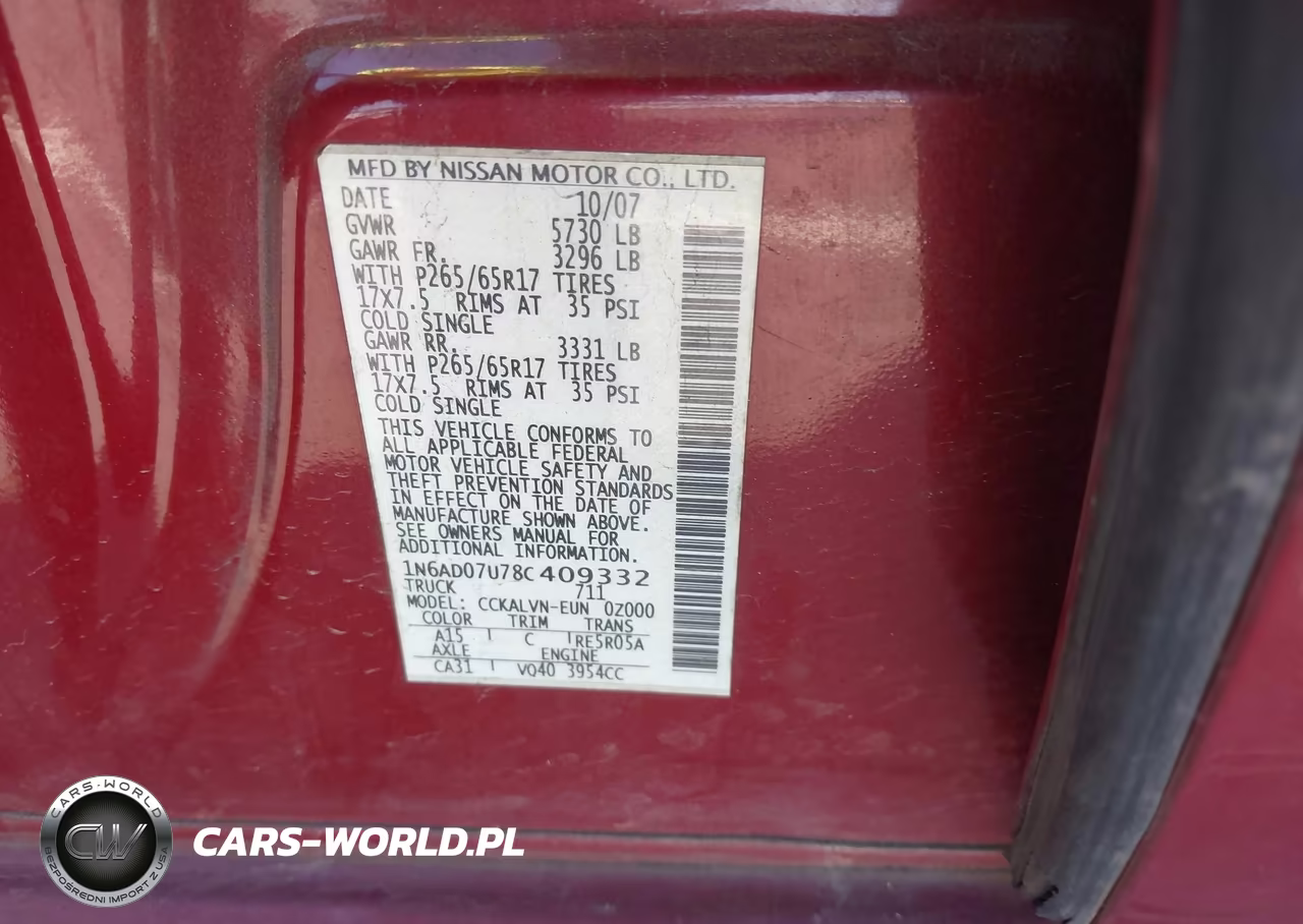 2008 Nissan Frontier Le VIN:1N6AD07U78C409332 - 9