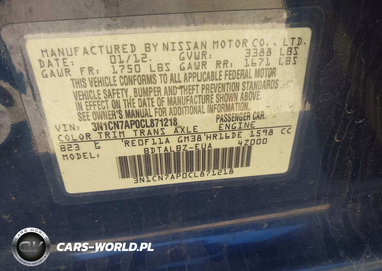 2012 Nissan Versa 1.6 Sv VIN:3N1CN7AP0CL871218 - 9