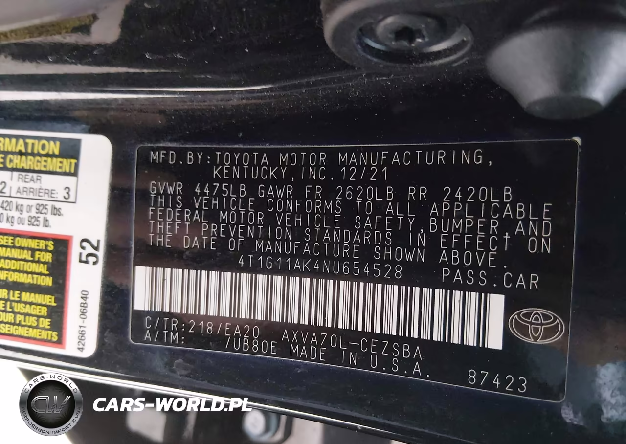 2022 Toyota Camry Se VIN:4T1G11AK4NU654528 - 9