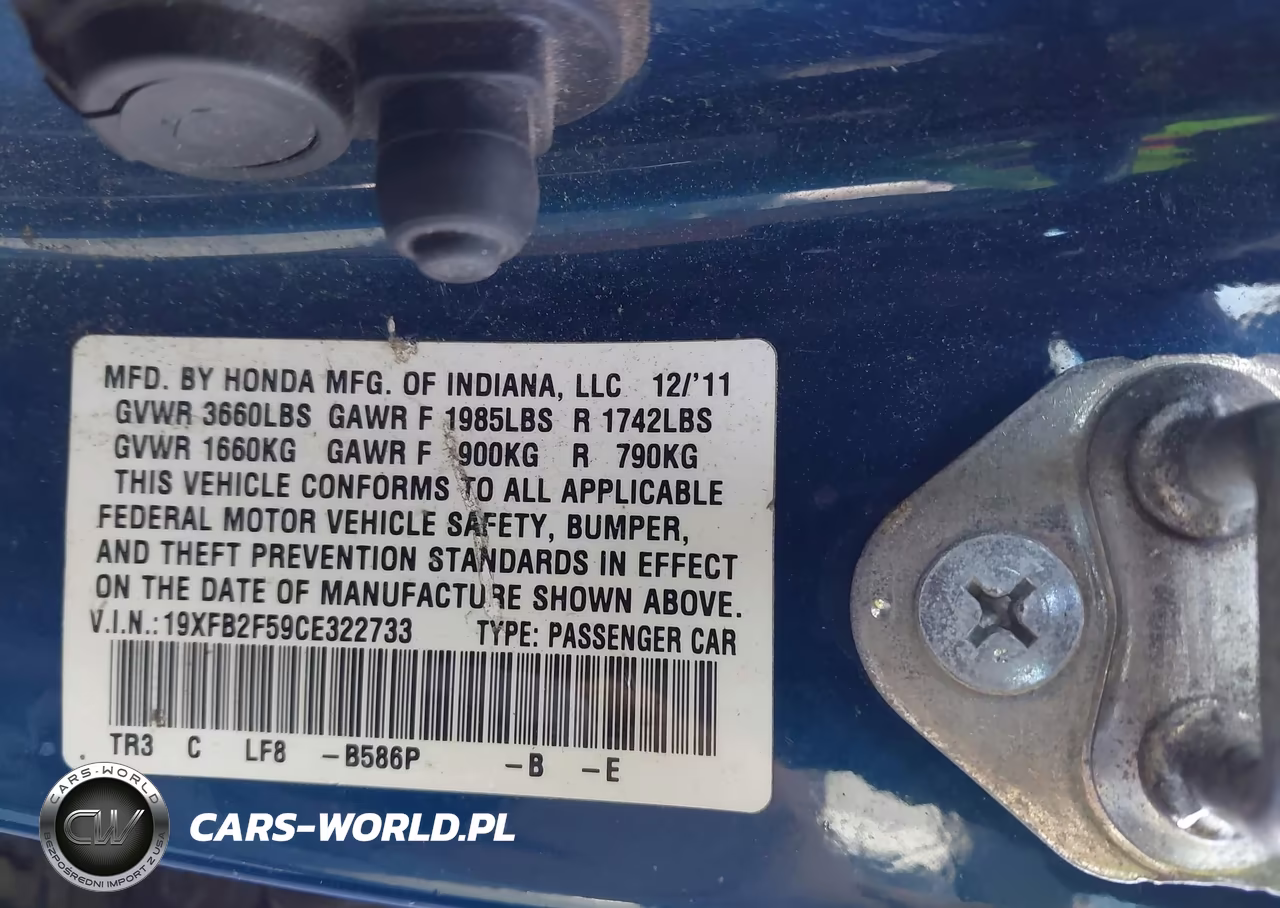 2012 Honda Civic Lx VIN:19XFB2F59CE322733 - 9