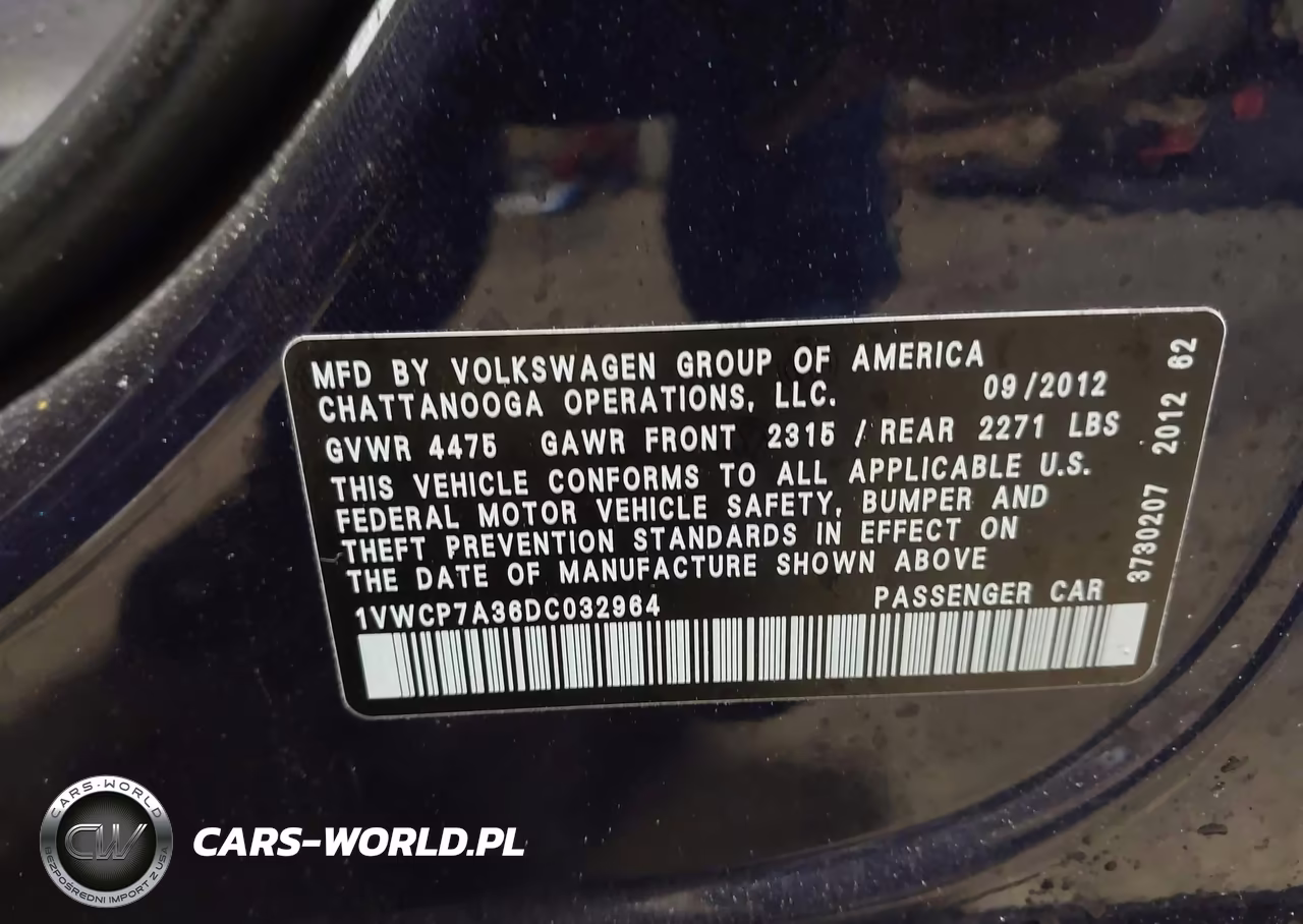 2013 Volkswagen Passat 2.5L Sel Premium VIN:1VWCP7A36DC032964 - 9