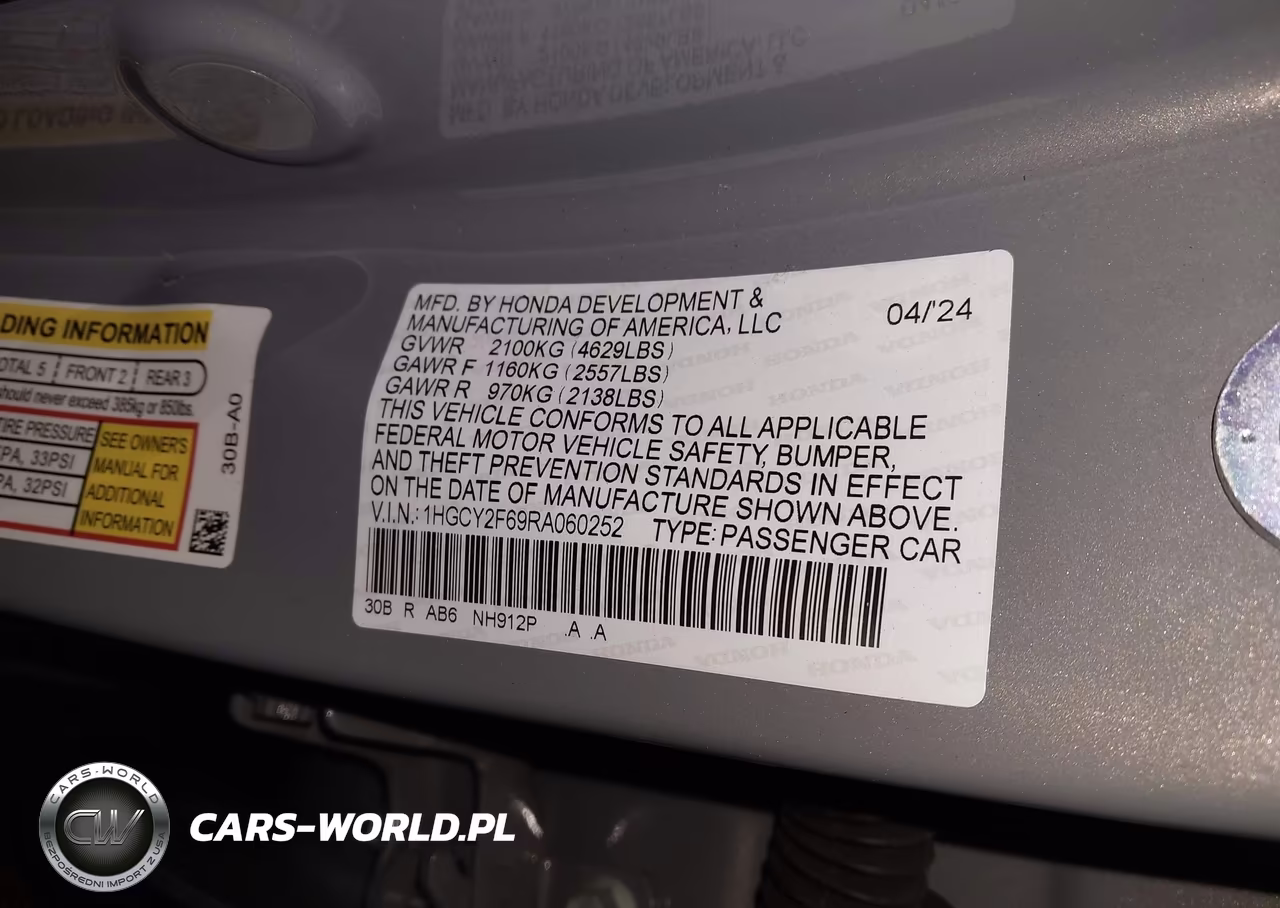 2024 Honda Accord Hybrid Ex-L VIN:1HGCY2F69RA060252 - 9