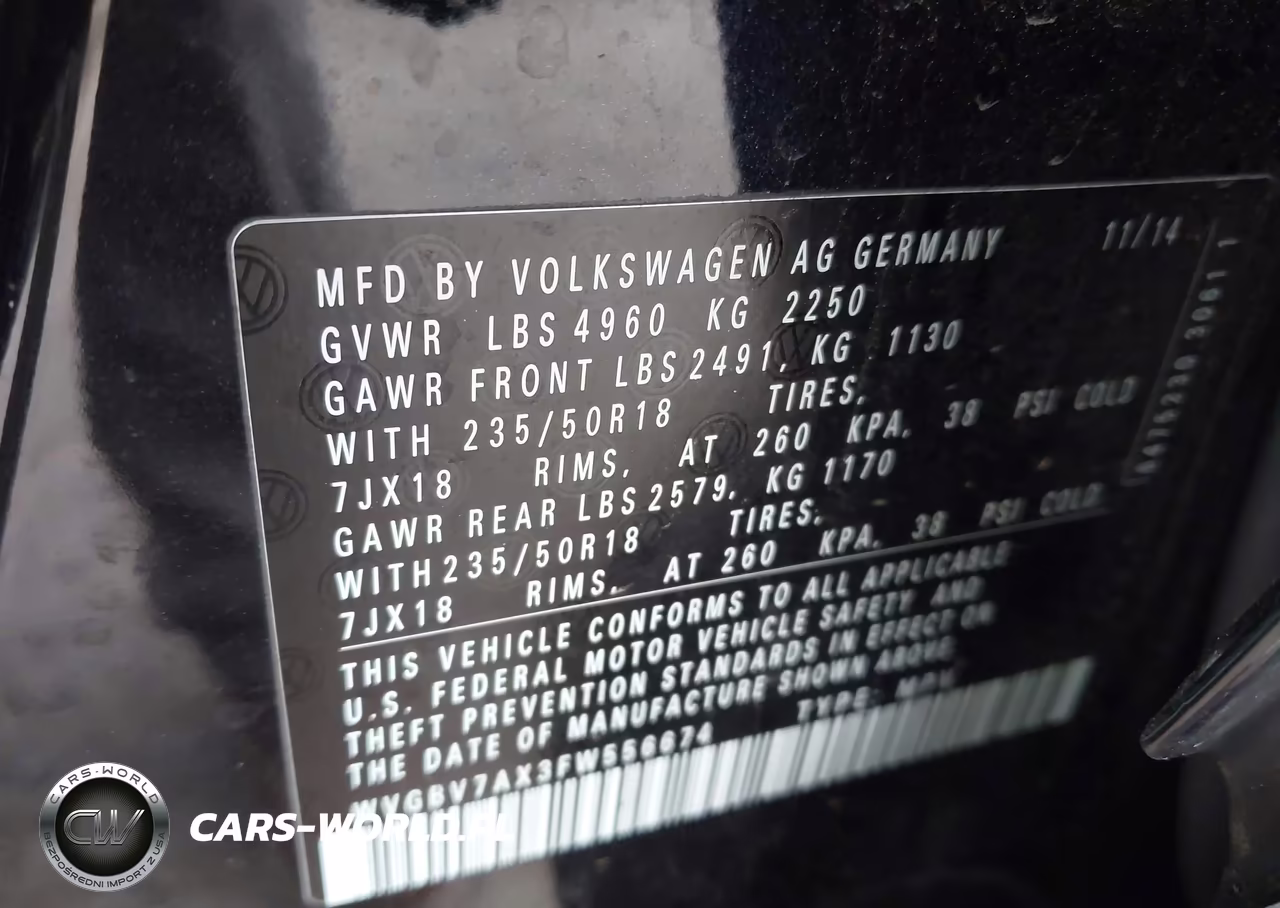 2015 Volkswagen Tiguan Se VIN:WVGBV7AX3FW556674 - 9