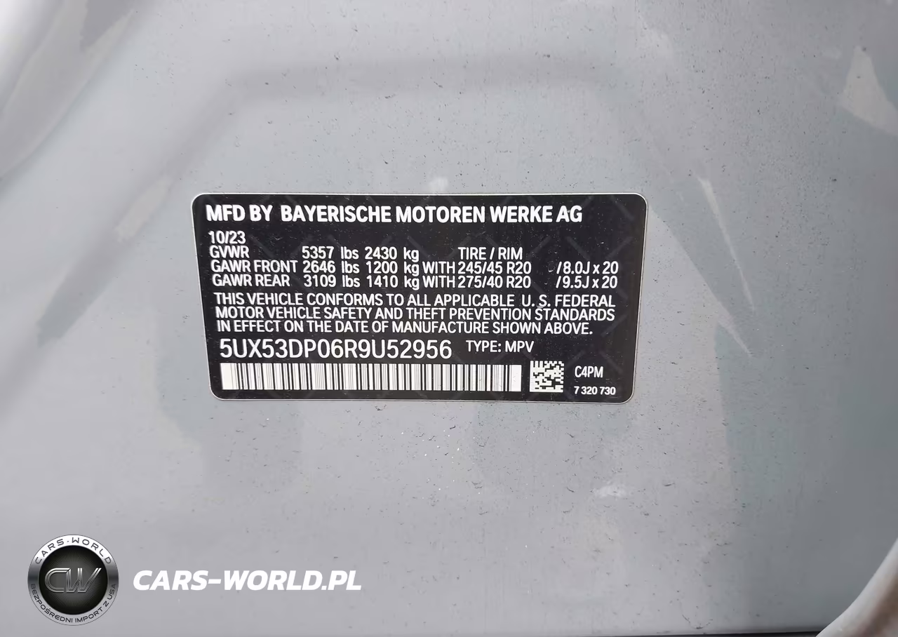 2024 BMW X3 xDrive30I VIN:5UX53DP06R9U52956 - 9