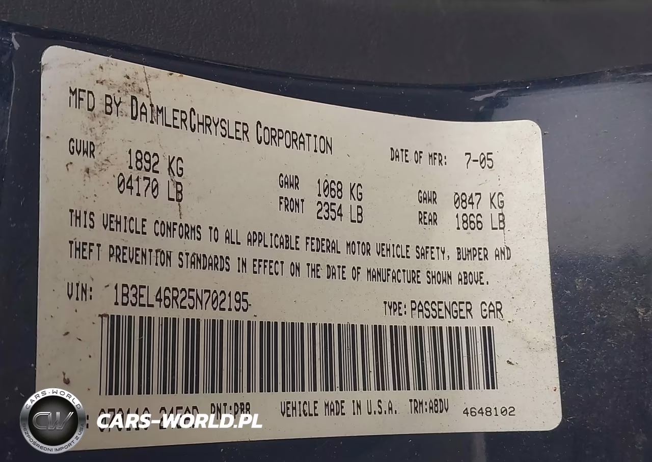 2005 Dodge Stratus Sxt VIN:1B3EL46R25N702195 - 9