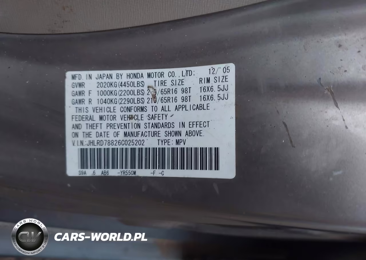 2006 Honda Cr-V Ex VIN:JHLRD78826C025202 - 9