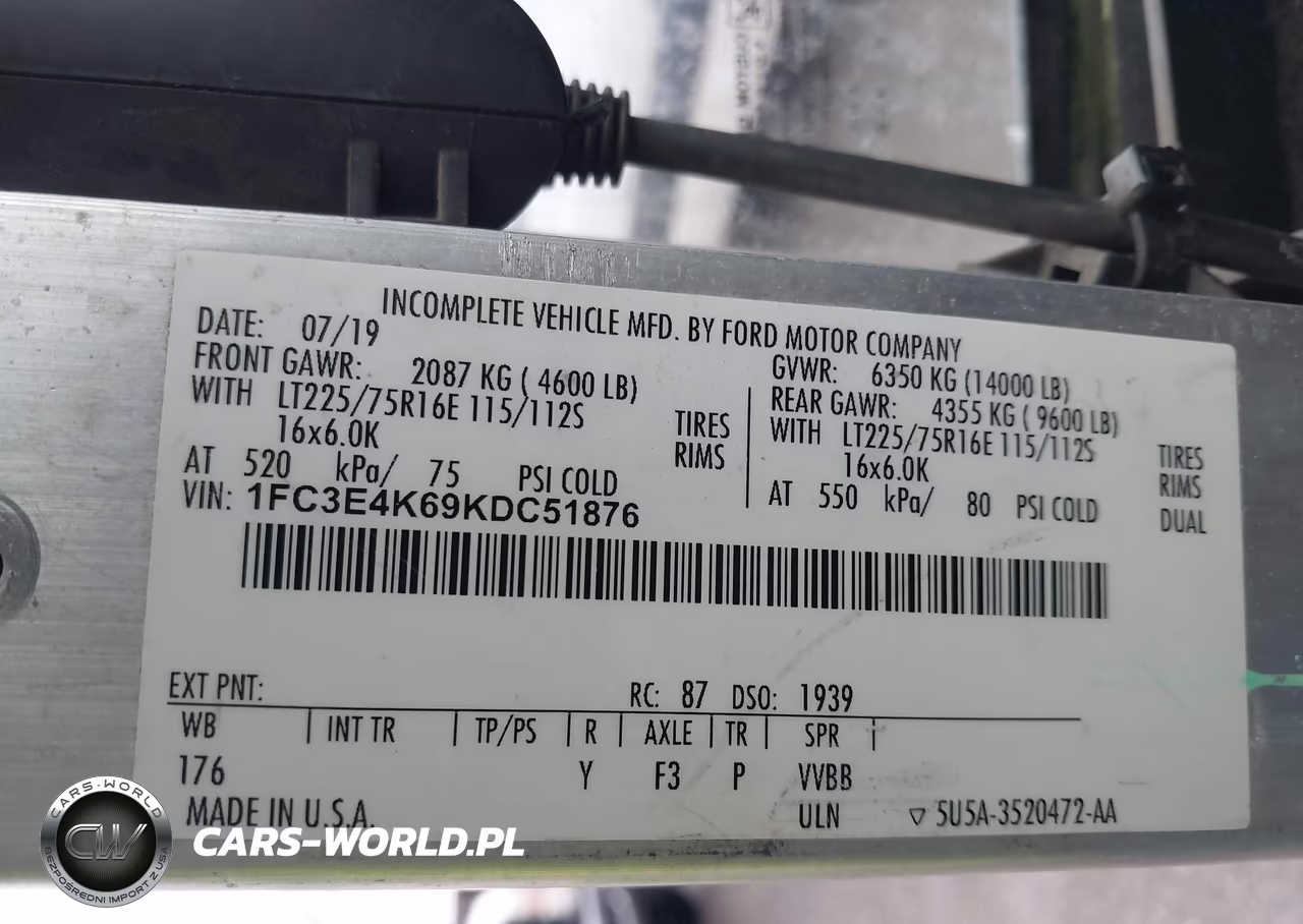 2019 Ford E-450 Stripped VIN:1FC3E4K69KDC51876 - 8