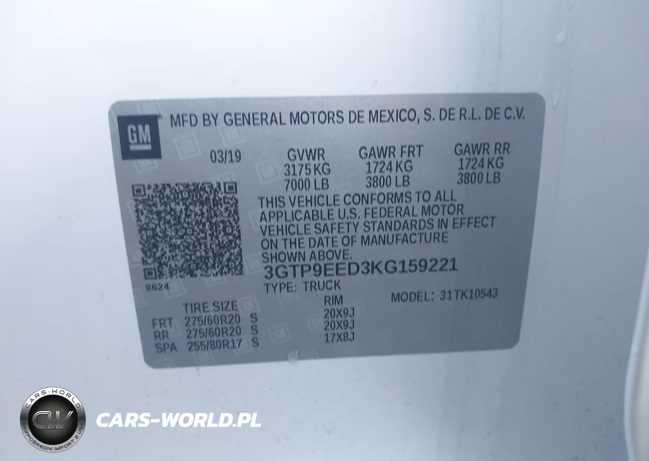 2019 GMC Sierra 1500 At4 VIN:3GTP9EED3KG159221 - 9