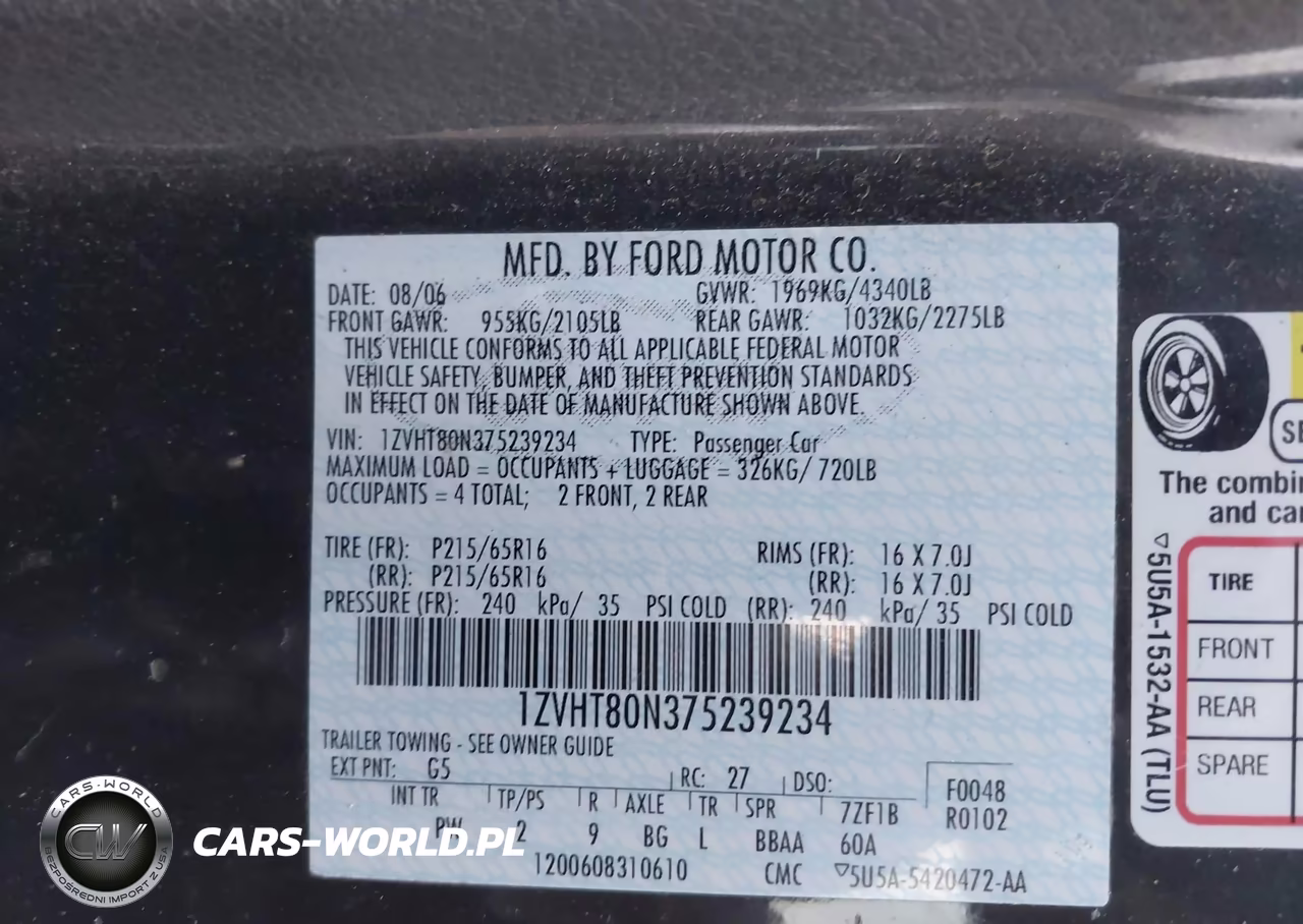 2007 Ford Mustang VIN:1ZVHT80N375239234 - 9