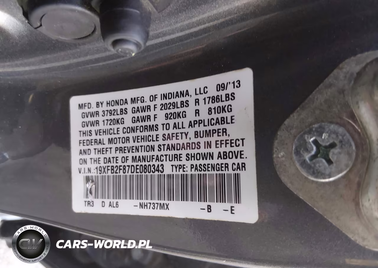 2013 Honda Civic Ex VIN:19XFB2F87DE080343 - 9