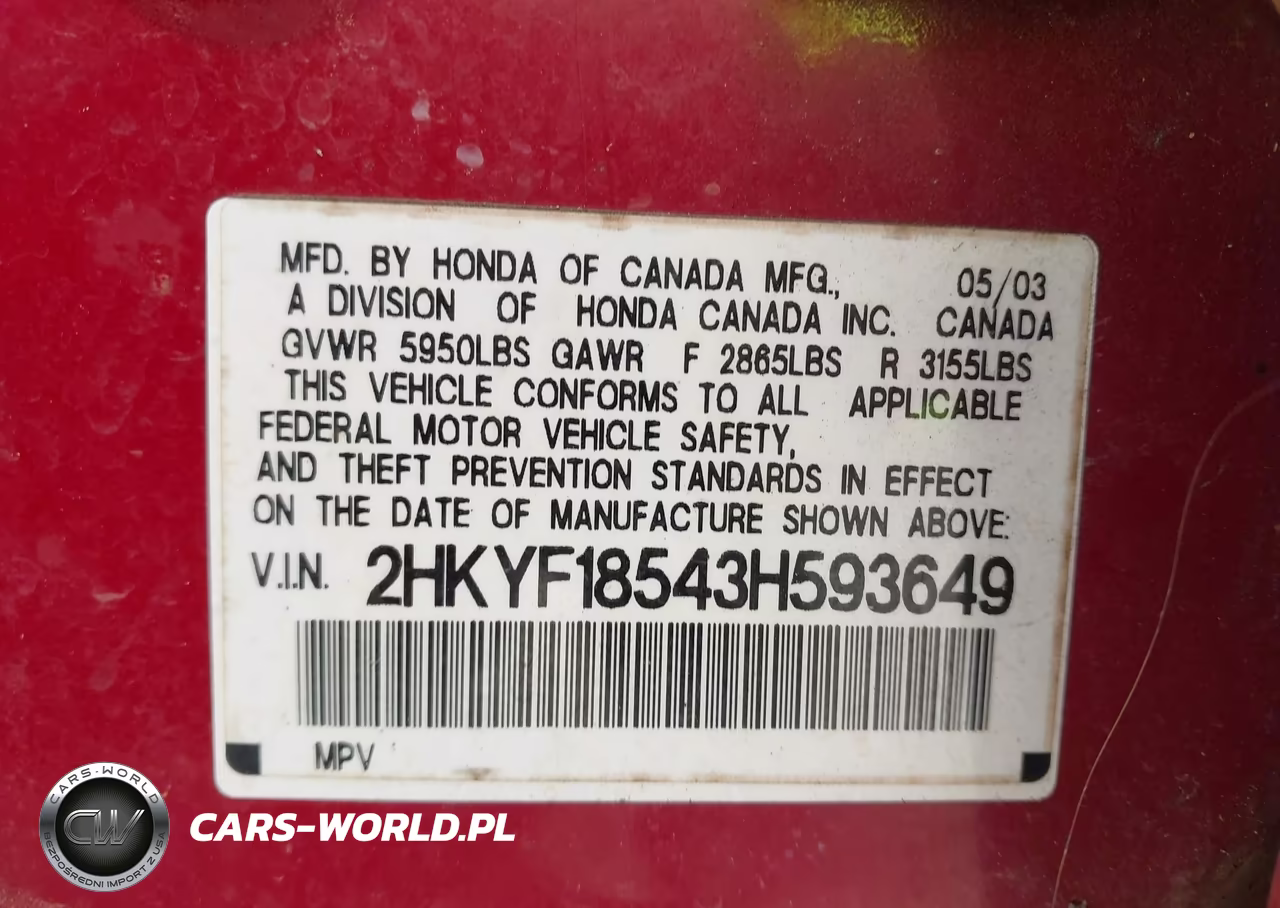 2003 Honda Pilot Ex-L VIN:2HKYF18543H593649 - 9
