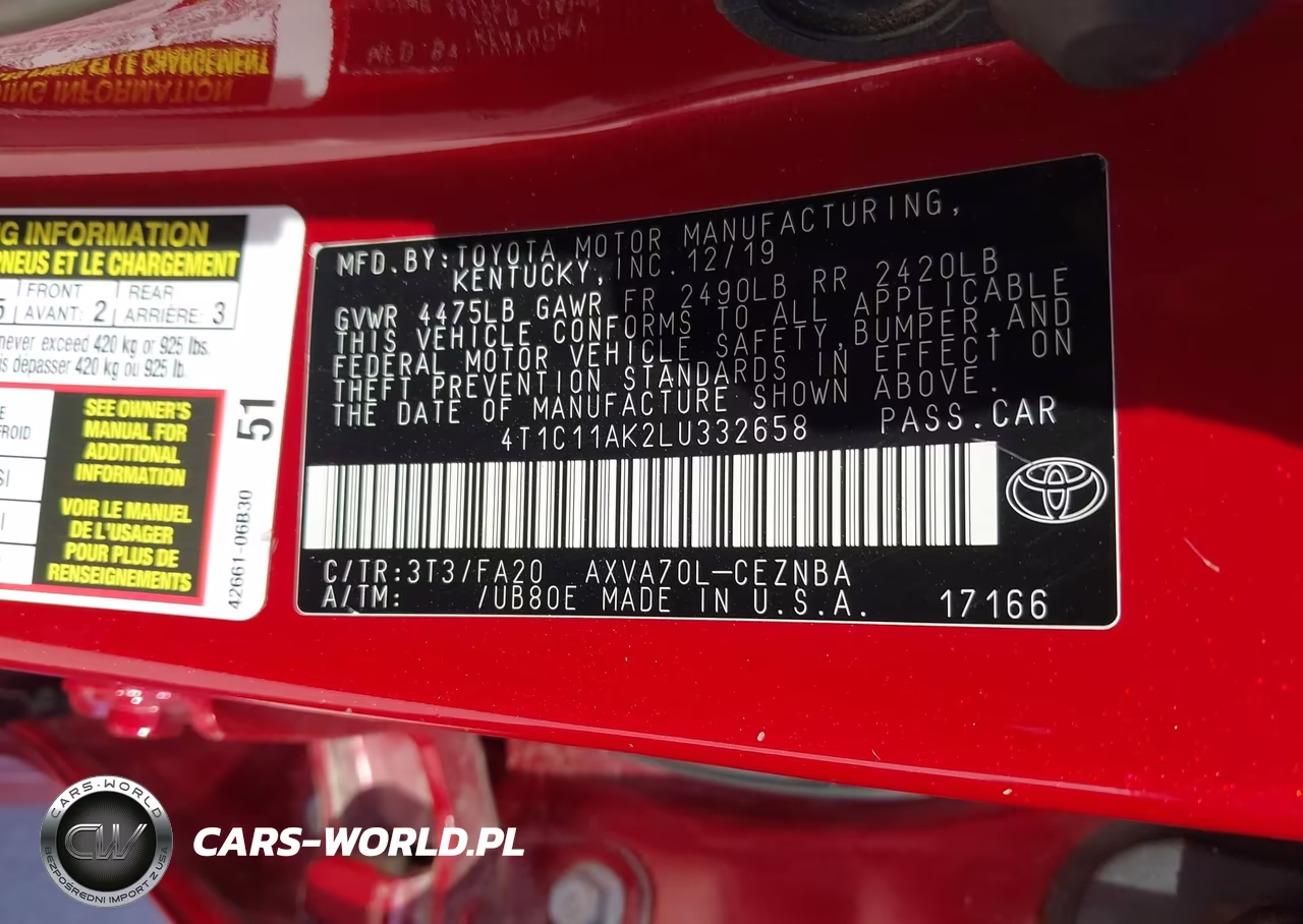 2020 Toyota Camry Le VIN:4T1C11AK2LU332658 - 9