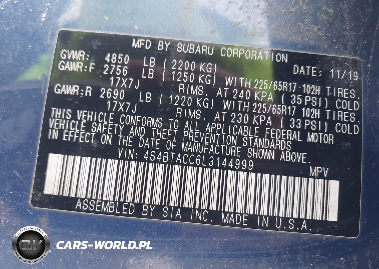 2020 Subaru Outback Premium VIN:4S4BTACC6L3144999 - 9