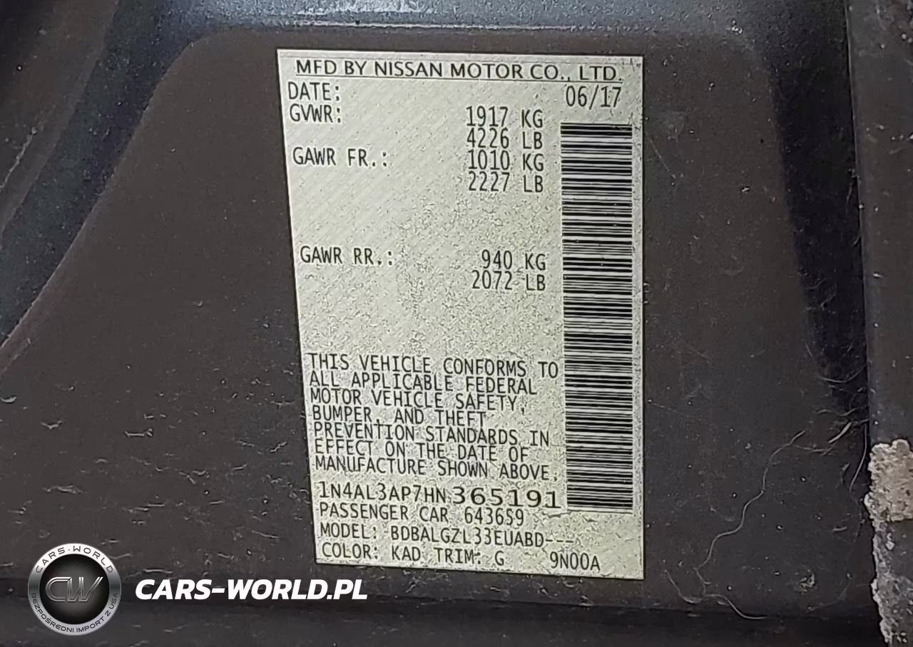 2017 Nissan Altima 2.5 S VIN:1N4AL3AP7HN365191 - 9