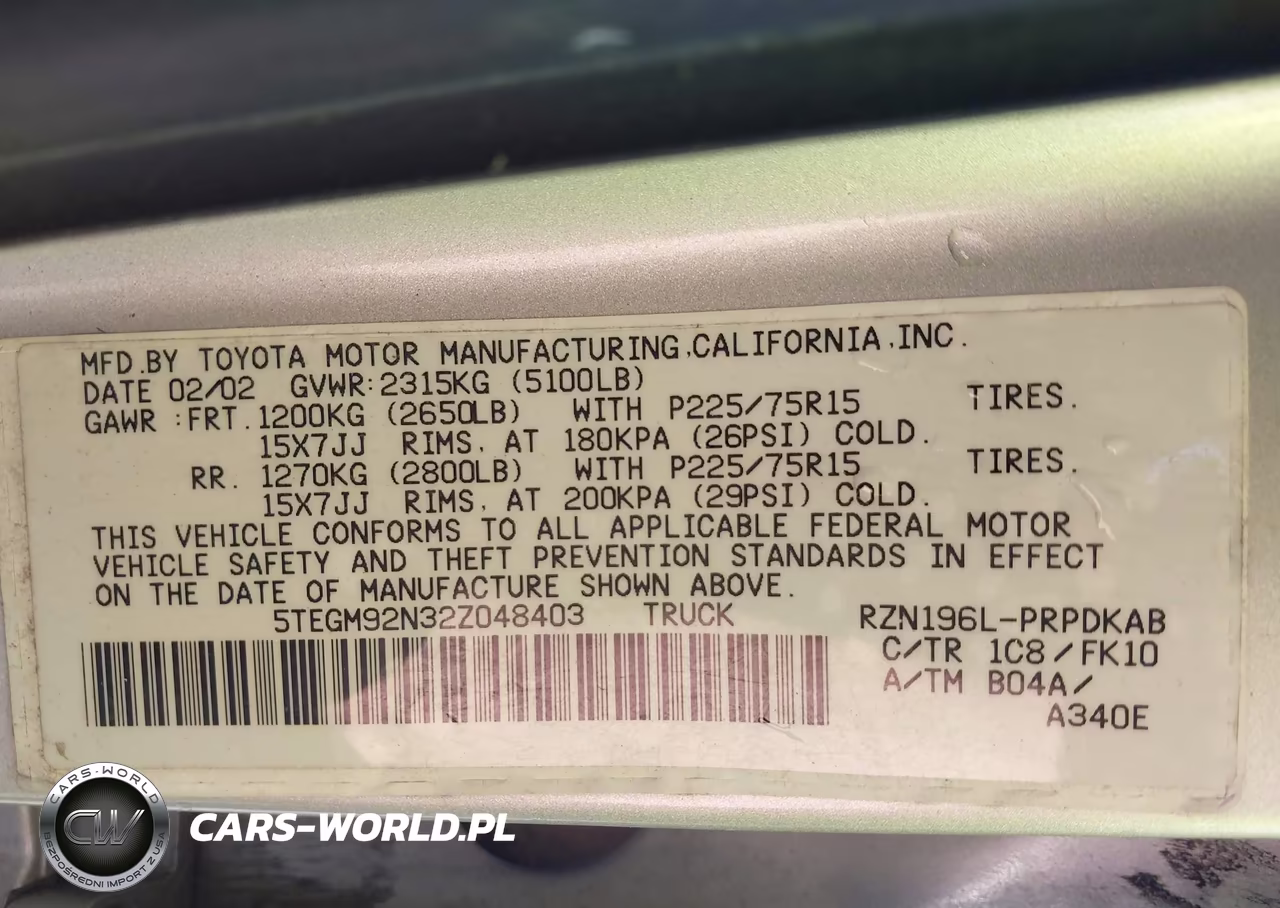 2002 Toyota Tacoma Prerunner VIN:5TEGM92N32Z048403 - 9