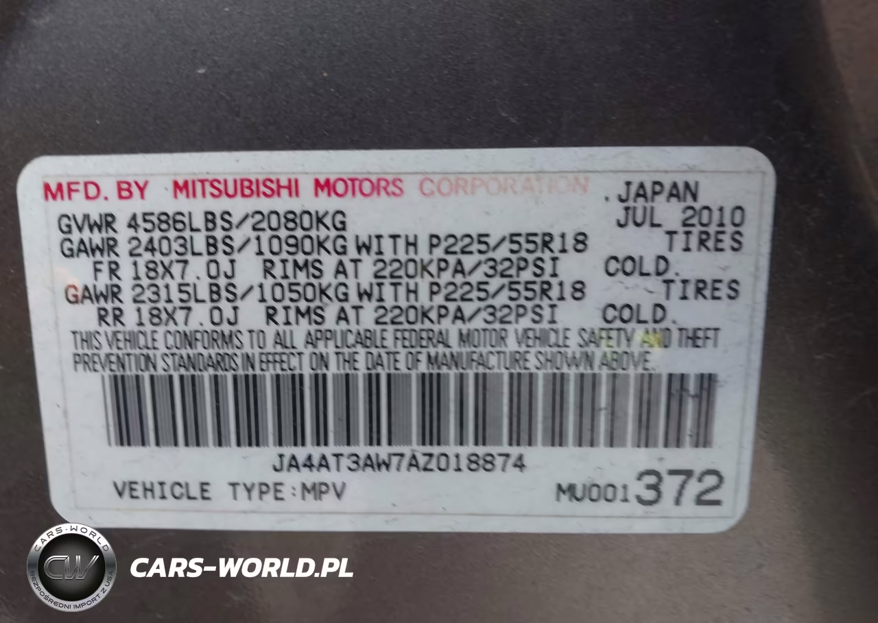 2010 Mitsubishi Outlander Se VIN:JA4AT3AW7AZ018874 - 9