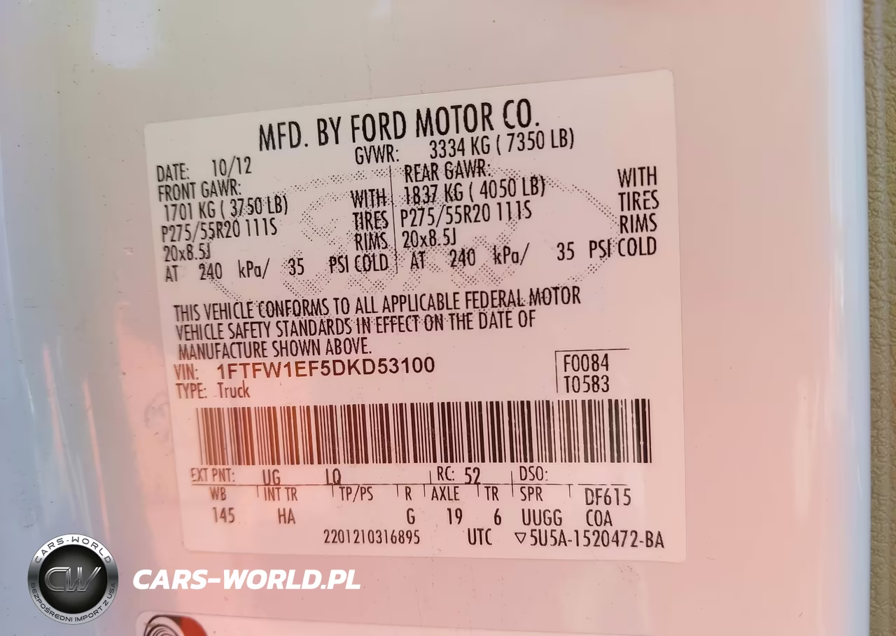 2013 Ford F-150 Lariat VIN:1FTFW1EF5DKD53100 - 9