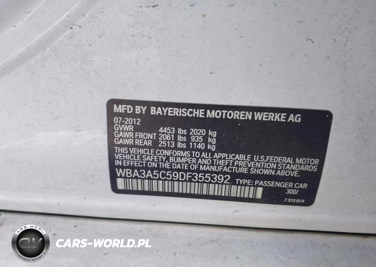 2013 BMW 328I VIN:WBA3A5C59DF355392 - 9