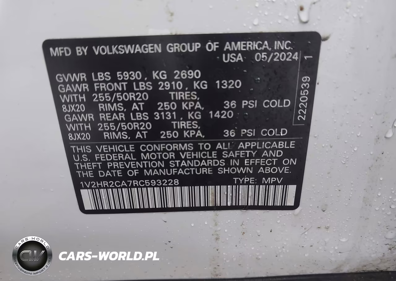 2024 Volkswagen Atlas 2.0T Se W-Technology VIN:1V2HR2CA7RC593228 - 9