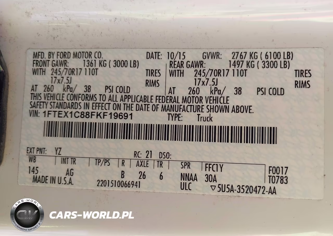2015 Ford F-150 Xl VIN:1FTEX1C88FKF19691 - 9