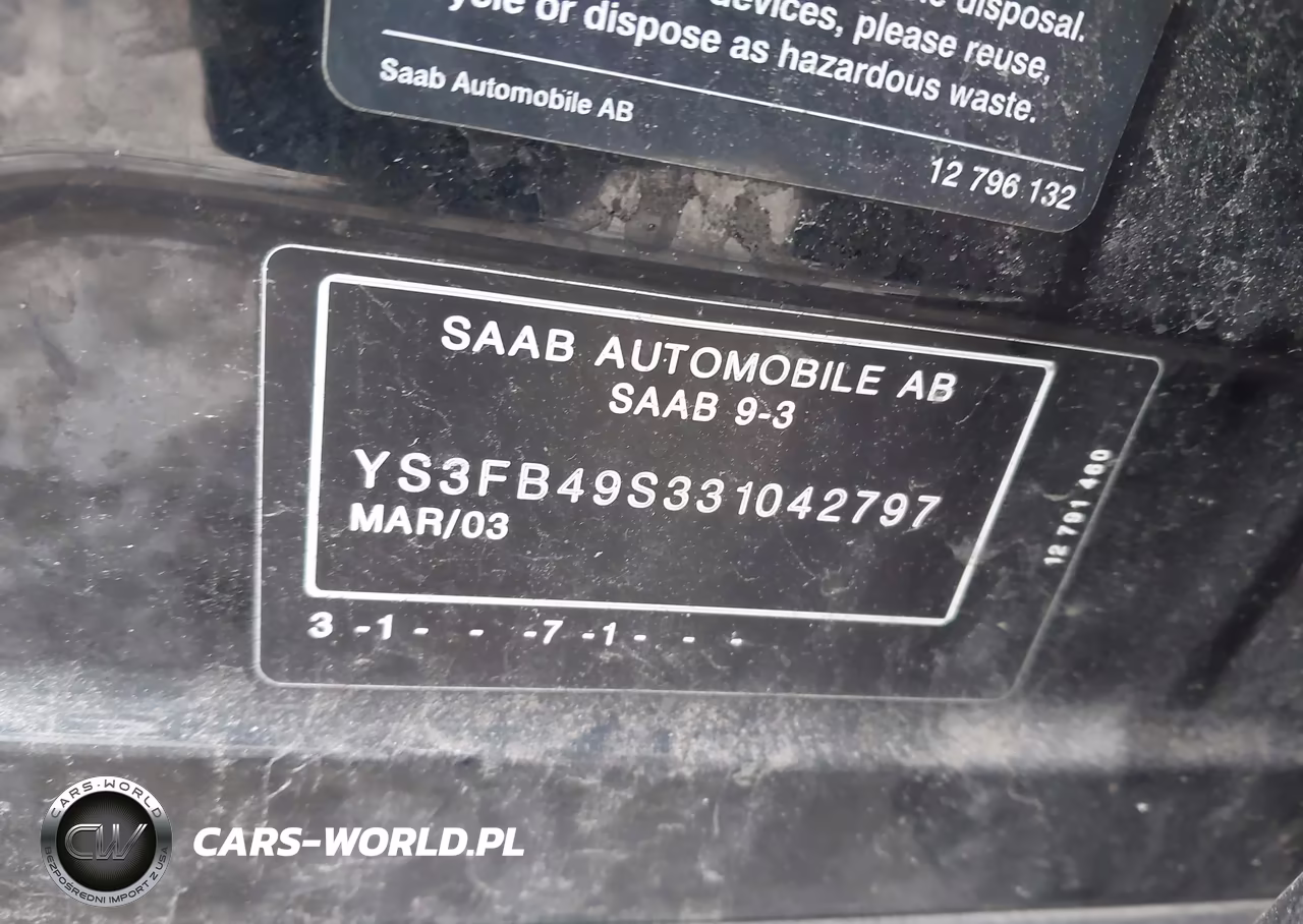 2003 Saab 9-3 VIN:YS3FB49S331042797 - 9