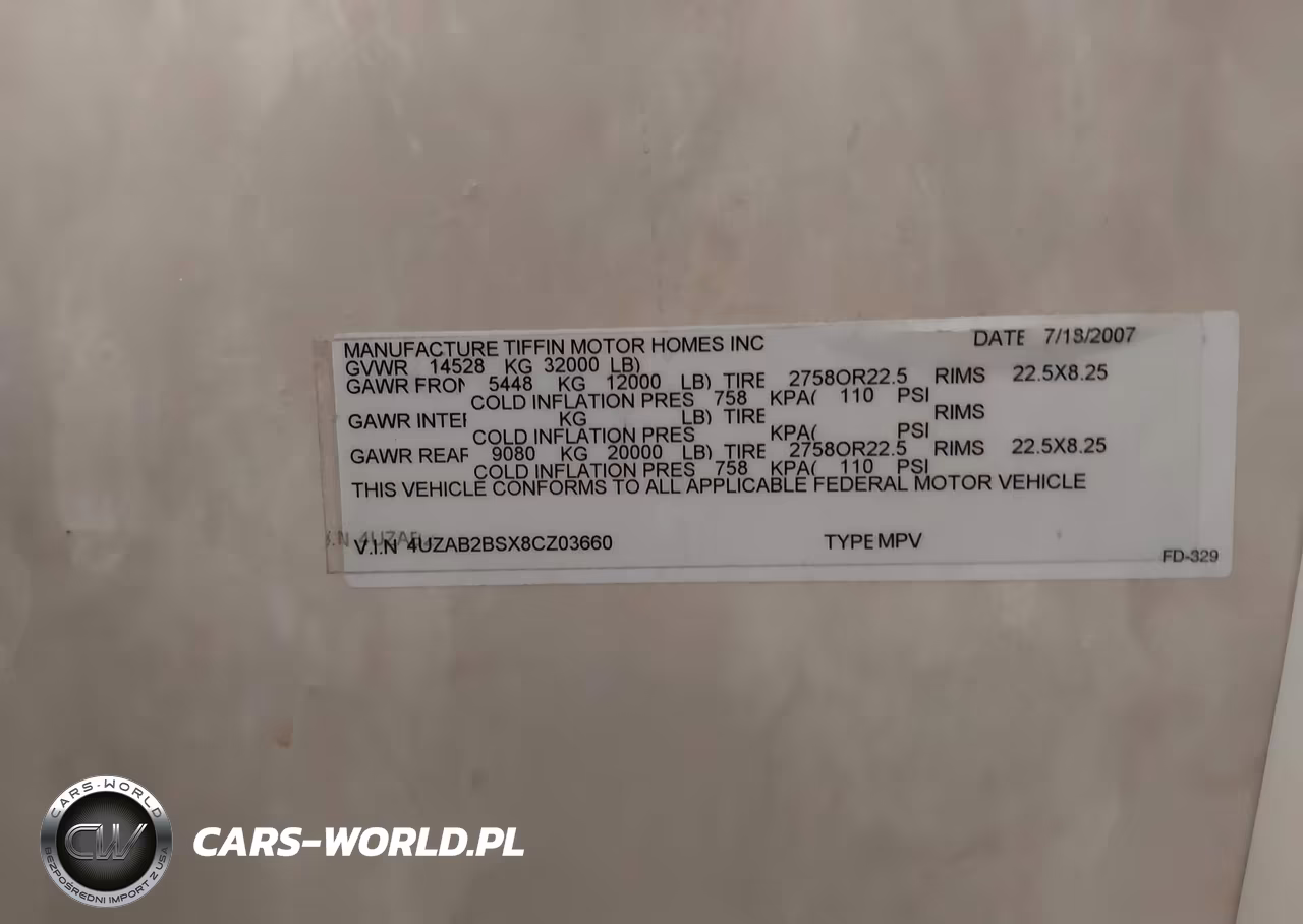 2008 Tiffin Chassis VIN:4UZAB2BSX8CZ03660 - 9