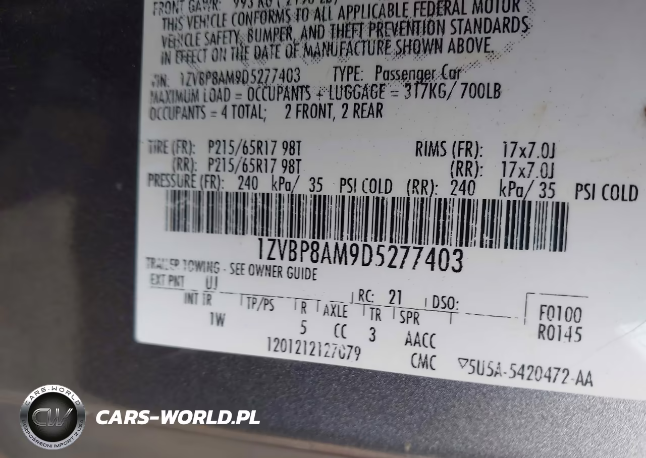 2013 Ford Mustang V6 VIN:1ZVBP8AM9D5277403 - 9