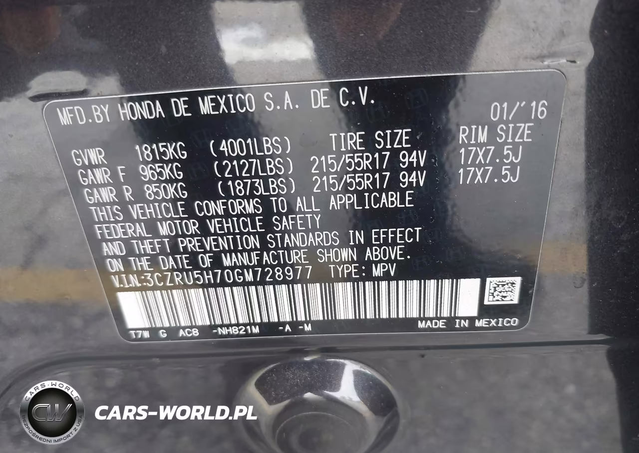 2016 Honda Hr-V Ex-L VIN:3CZRU5H70GM728977 - 9