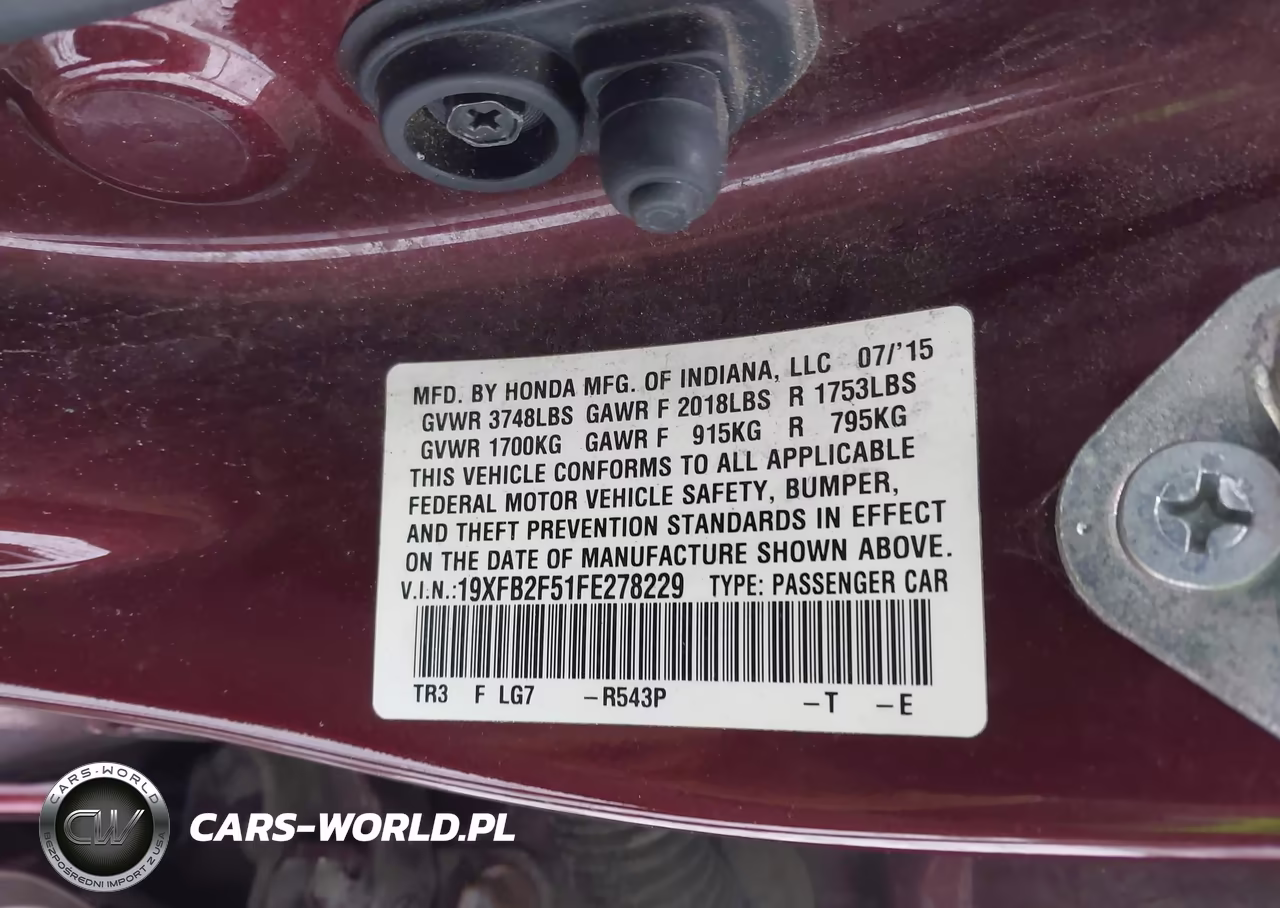 2015 Honda Civic Lx VIN:19XFB2F51FE278229 - 9