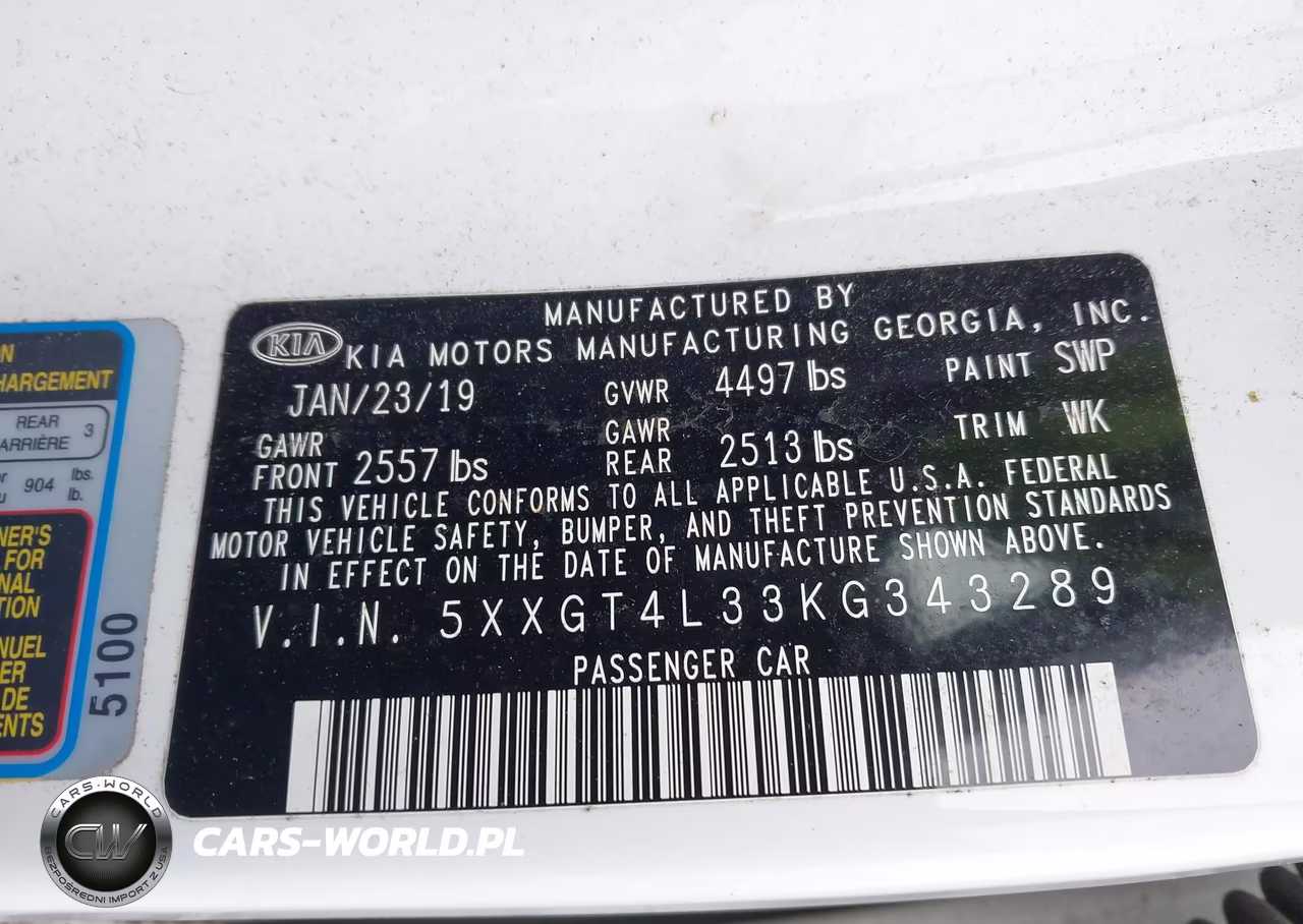 2019 Kia Optima Lx VIN:5XXGT4L33KG343289 - 9