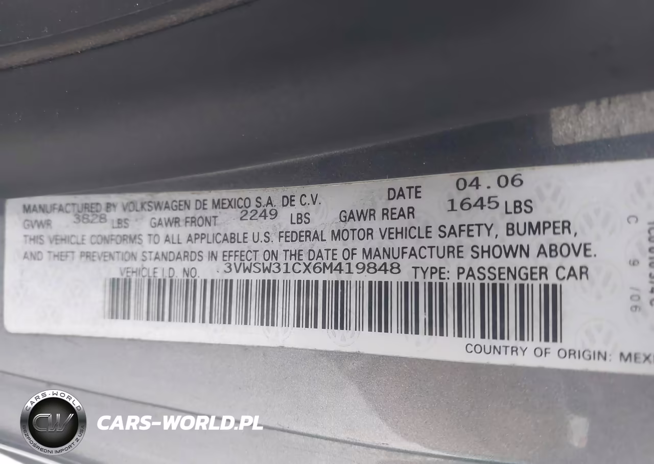 2006 Volkswagen New Beetle 2.5 VIN:3VWSW31CX6M419848 - 9