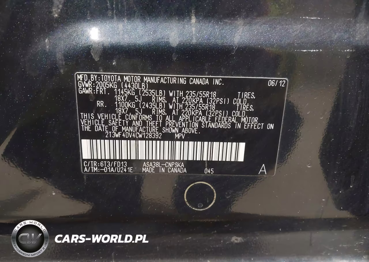 2012 Toyota Rav4 Sport VIN:2T3WF4DV4CW128392 - 9