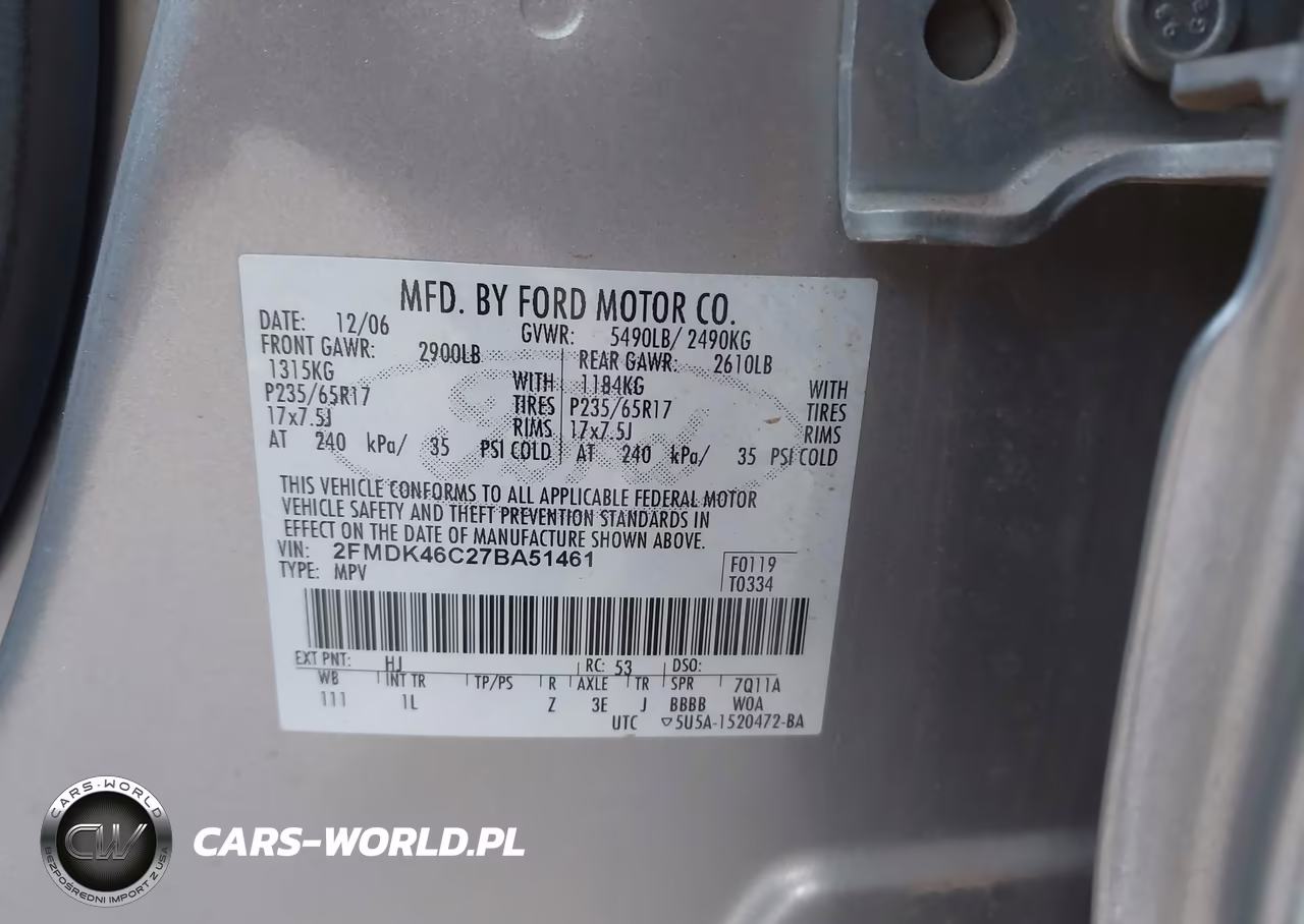 2007 Ford Edge Se VIN:2FMDK46C27BA51461 - 9