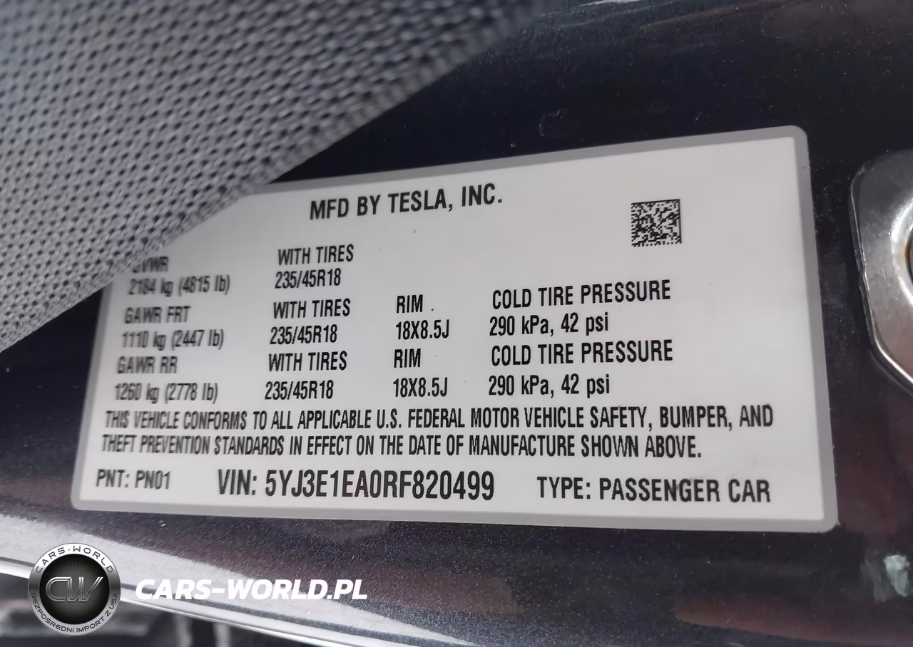 2024 Tesla Model 3 Rear-Wheel Drive VIN:5YJ3E1EA0RF820499 - 9