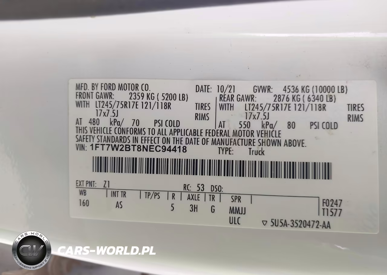2022 Ford F-250 Xl VIN:1FT7W2BT8NEC94418 - 9