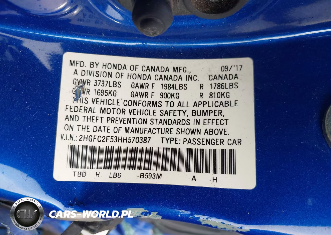 2017 Honda Civic Lx VIN:2HGFC2F53HH570387 - 9